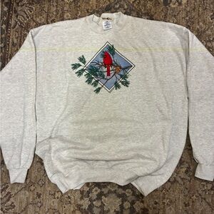 Gray Cardinal Embroidered Men's Sweater